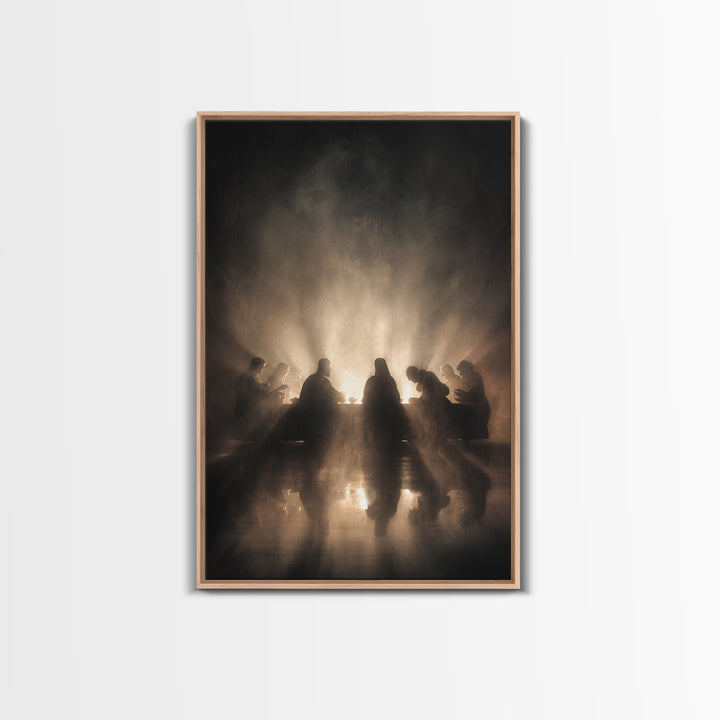 Glory At The Table | Framed Canvas Print | Christian Wall Art | Jesus Painting | Christian Art Canvas | Moody Christian Art | Unique Christ