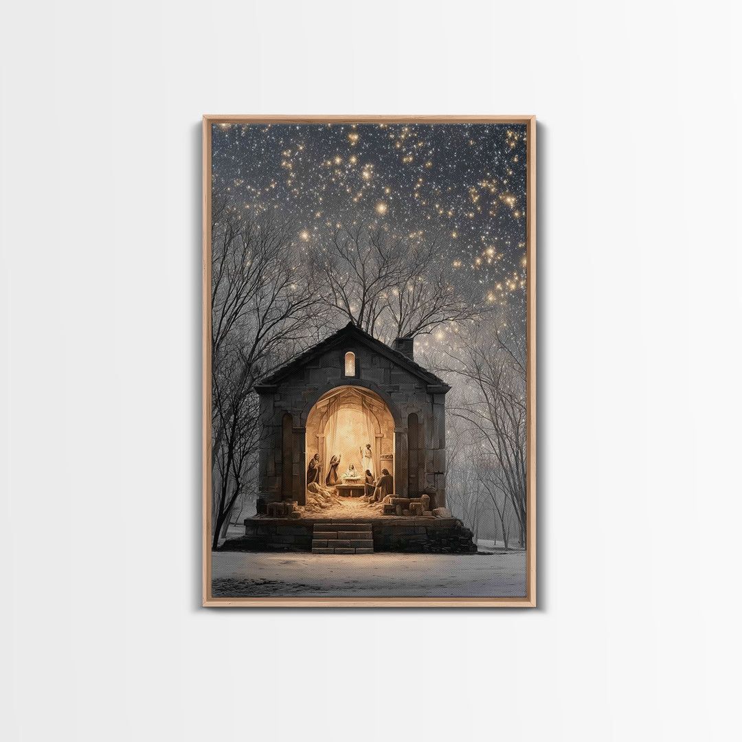 Starborn Nativity – Framed Canvas Print – Christian Christmas Art – Christmas Wall Art – Christmas Art Prints – Christian Art Canvas – Fram