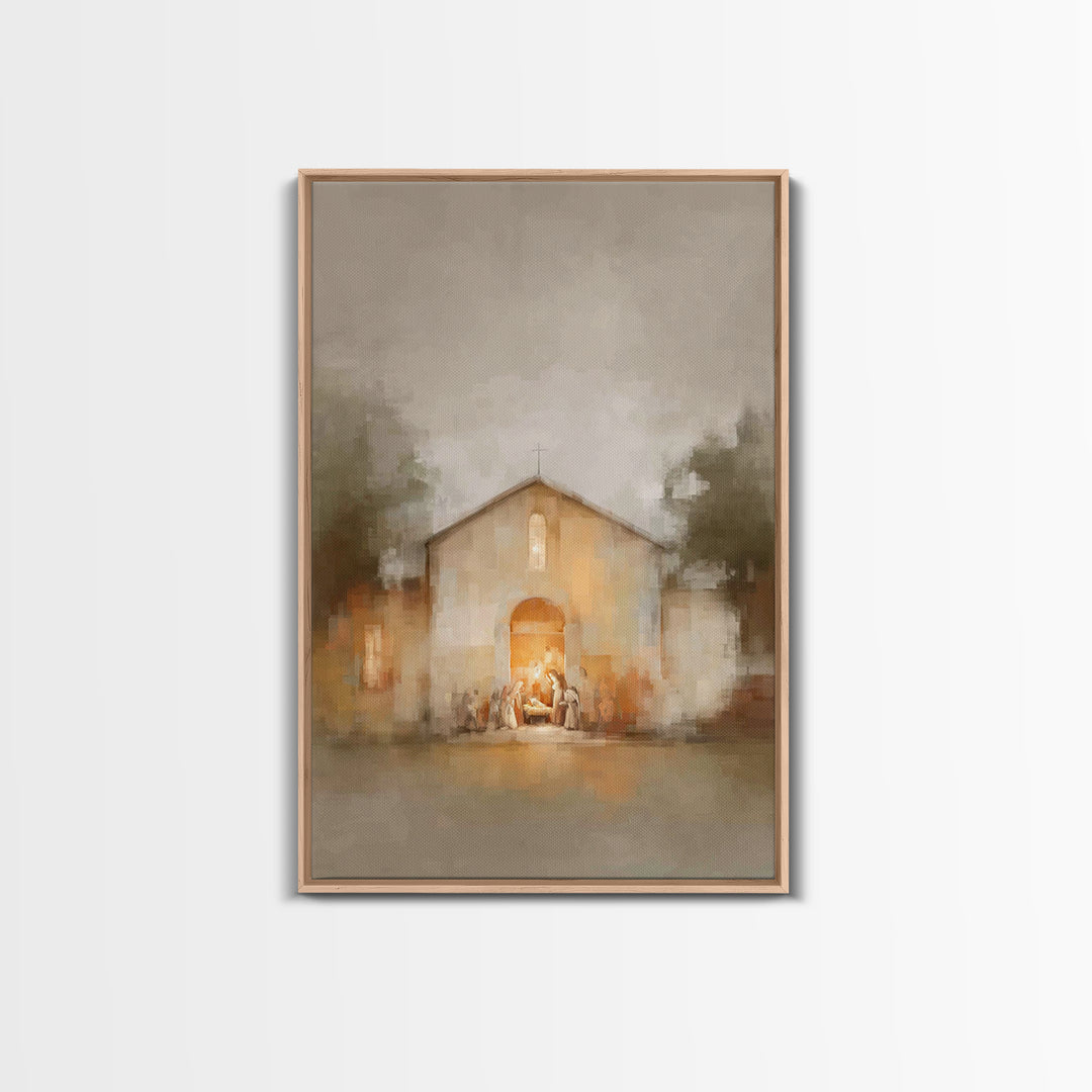 Holy Night Shine – Framed Canvas Print – Christian Christmas Art – Christian Art Canvas – Christmas Wall Art – Modern Christian Art – Chris