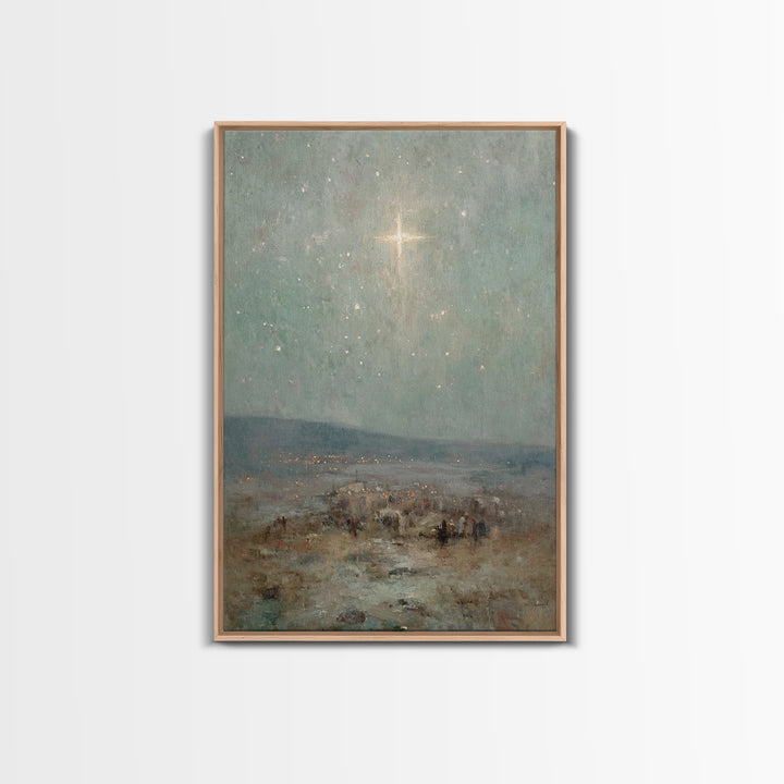 Bethlehem Sky Light - Framed Canvas Print - Christian Art Print - Christian Wall Art - Christian Christmas Art - Jesus Christmas Art - Chri