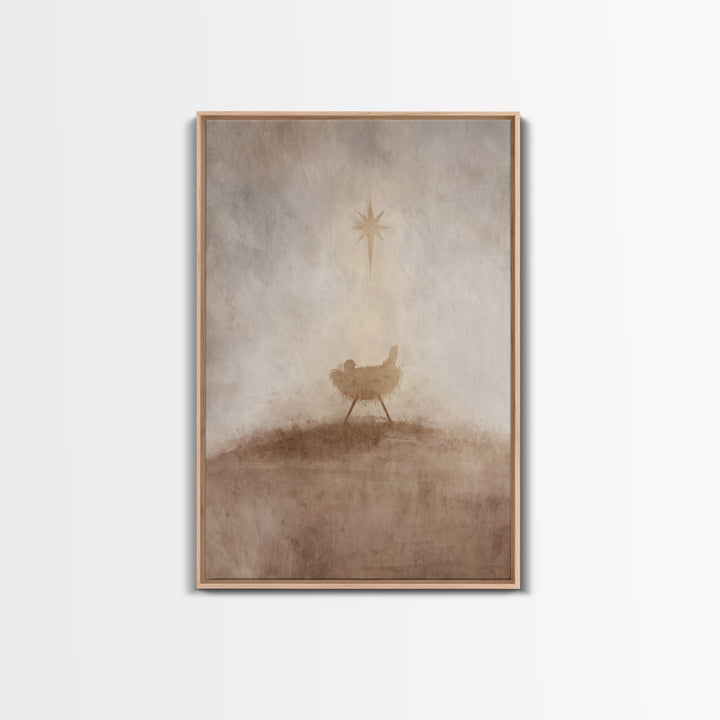 Holy Manger Star – Framed Canvas Print – Christian Christmas Art – Christmas Wall Art – Jesus Christmas Art – Christian Art Canvas – Christ