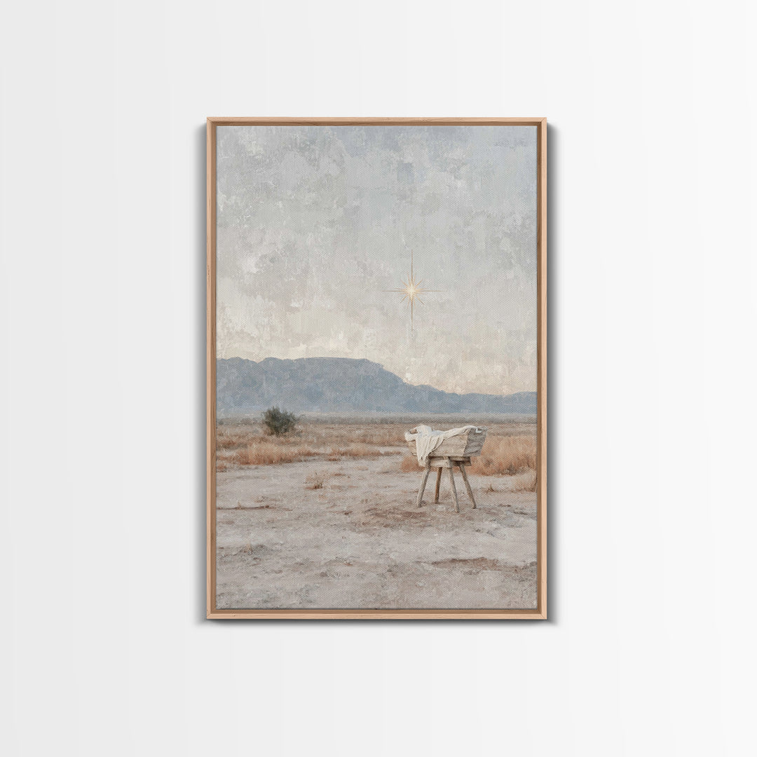 Silent Manger Hope – Framed Canvas Print – Christian Art Canvas – Christian Christmas Art – Christian Wall Art – Christmas Art Work – Jesus