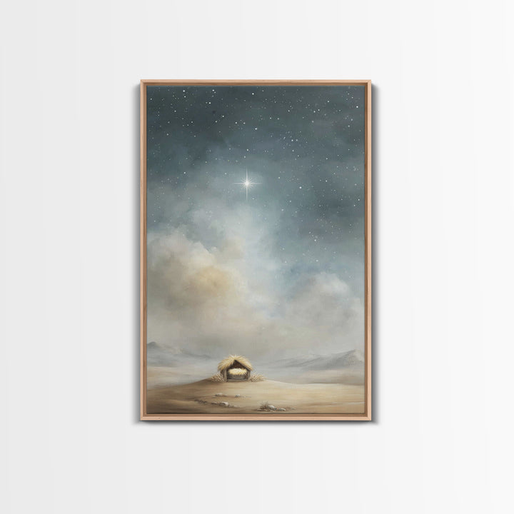Nativity Sky Wonder – Framed Canvas Print – Christian Christmas Art – Christian Wall Art – Christian Art Canvas – Christmas Art Work – Jesu