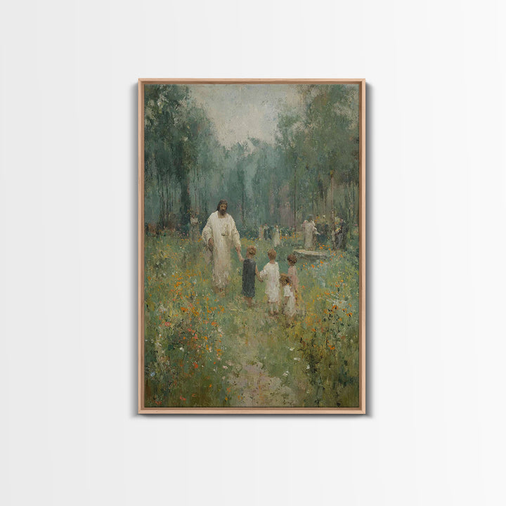 Heaven’s Gentle Walk | Framed Canvas Print | Christian Art Canvas | Christian Wall Art | Jesus Painting | Christian Gift Ideas | Christmas