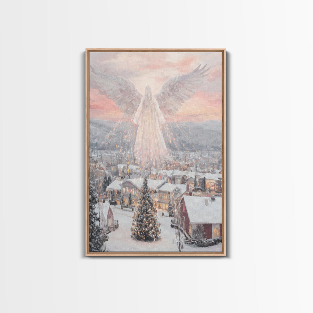 Guardian Over Bethlehem – Framed Canvas Print – Christmas Art – Christian Art Canvas – Christian Wall Art – Framed Christmas Art – Christia