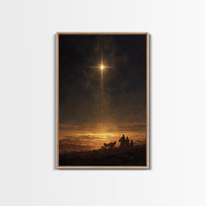 Night Watch Glory, Framed Canvas Print, Christian Wall Art, Christmas Art, Christian Art Canvas, Christian Christmas Art, Jesus Painting