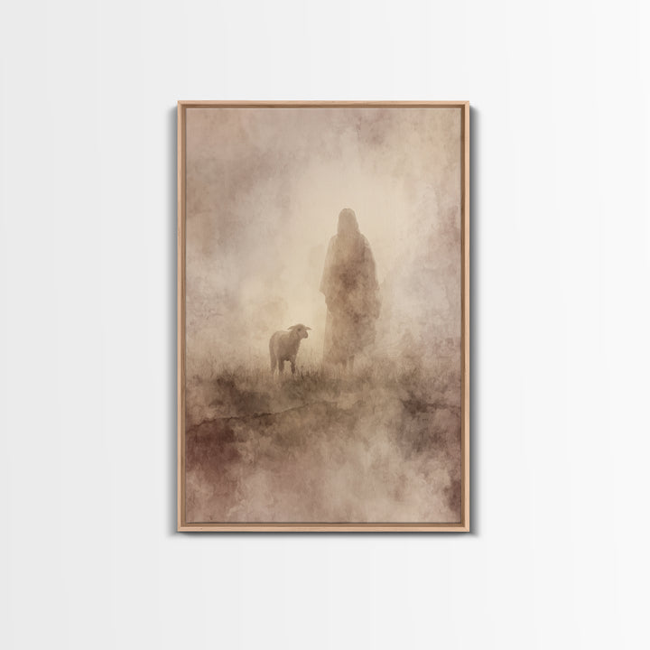 Silent Pasture Hope – Framed Canvas Print – Christian Wall Art – Jesus Painting – Christian Art Canvas – Christian Gift – Subtle Christian