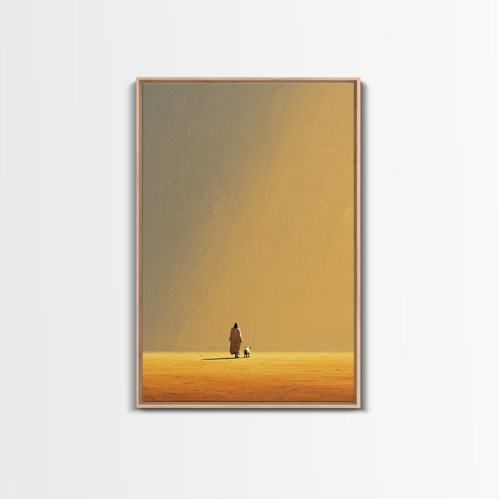 Guiding Dawn Steps | Framed Canvas Print | Christian Art Canvas | Christian Wall Art | Jesus Painting | Christian Christmas Art | Christian