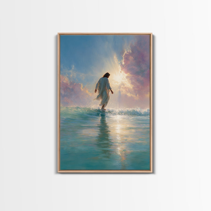 Golden Horizon Peace, Framed Canvas Print, Christian Wall Art, Jesus Painting, Christian Art Canvas, Large Christian Art, Christian Gift Id