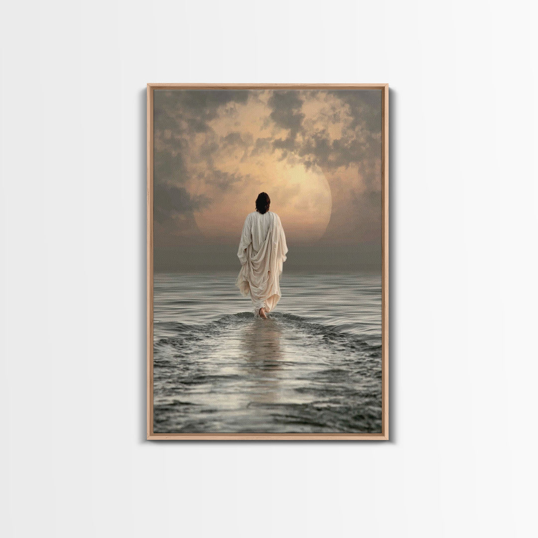 Waves Of Salvation – Framed Canvas Print – Christian Art Canvas – Jesus Painting – Christian Wall Art – Modern Christian Art – Christian Gi
