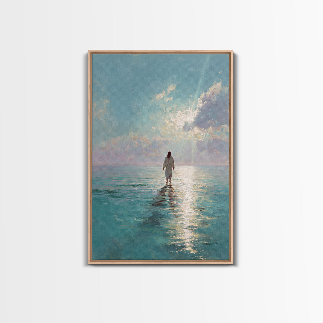 Fisherman’s Calm Grace – Framed Canvas Print – Christian Art Canvas – Christian Wall Art – Christian Christmas Art – Jesus Painting – Vinta