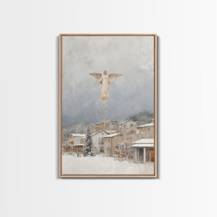 Heavenly Watcher – Framed Canvas Print – Christian Art Canvas – Christian Christmas Art – Christian Art Print – Minimalist Christian Art –