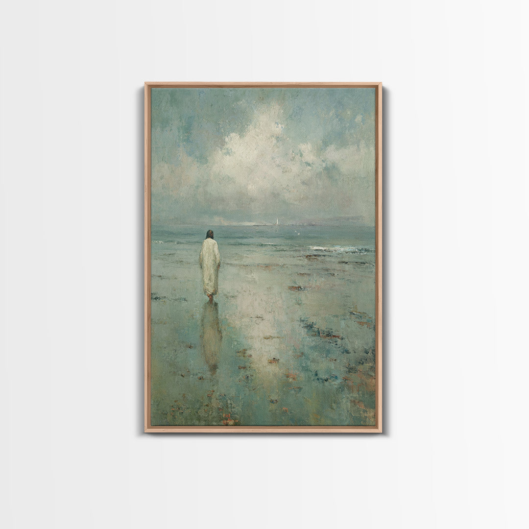 Sea Of Quiet Faith, Framed Canvas Print, Christian Wall Art, Christian Art Canvas, Jesus Painting, Modern Christian Art, Christian Decorati