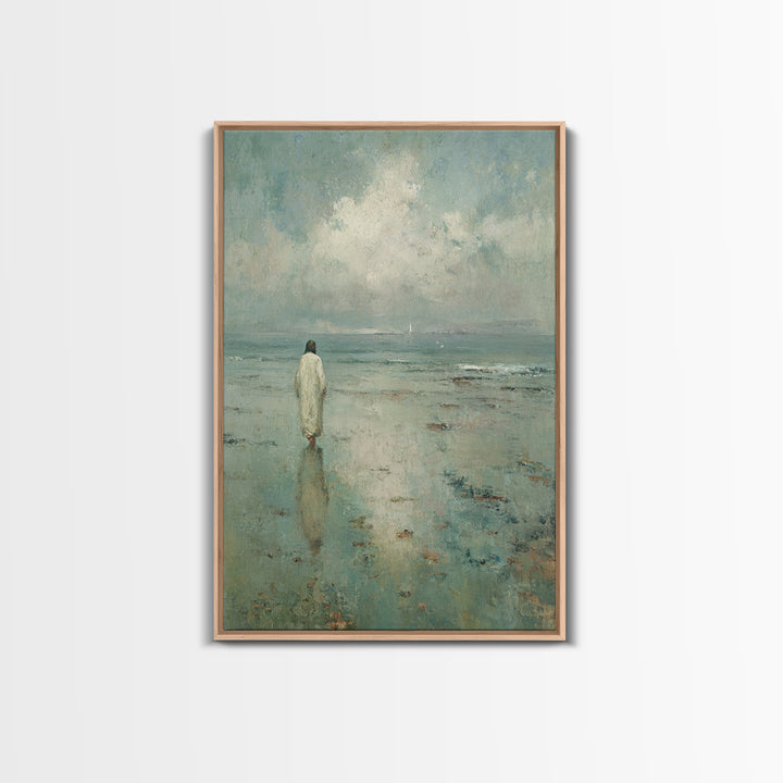Sea Of Quiet Faith, Framed Canvas Print, Christian Wall Art, Christian Art Canvas, Jesus Painting, Modern Christian Art, Christian Decorati