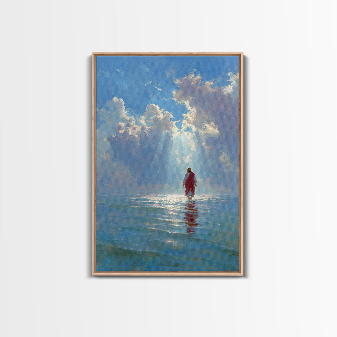 Heaven’s Open Light – Framed Canvas Print – Christian Wall Art – Jesus Painting – Christian Art Canvas – Modern Christian Art – Christian G