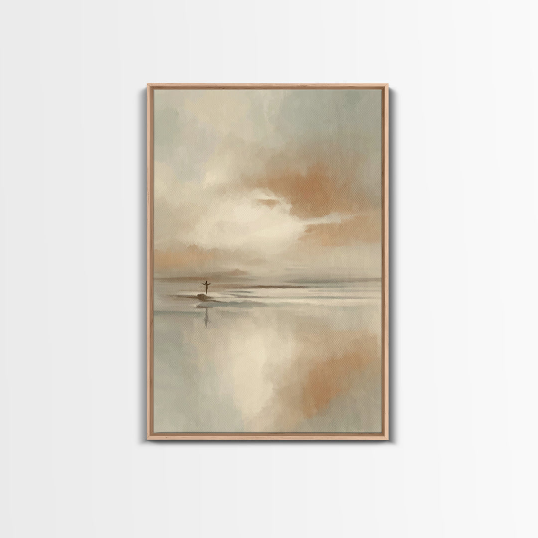 Arms Of Stillness | Framed Canvas Print | Christian Art Canvas | Christian Wall Art | Jesus Painting | Subtle Christian Art | Christian Gif