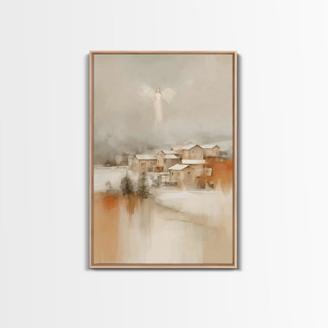 Angel In The Mist – Framed Canvas Print – Subtle Christian Art – Christian Art Canvas – Christian Wall Art – Christmas Art – Christian Chri