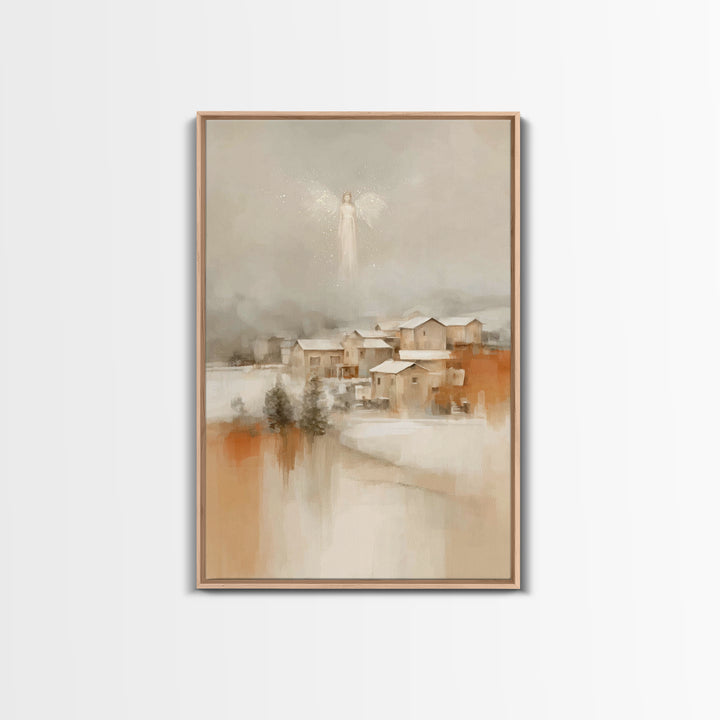 Angel In The Mist – Framed Canvas Print – Subtle Christian Art – Christian Art Canvas – Christian Wall Art – Christmas Art – Christian Chri
