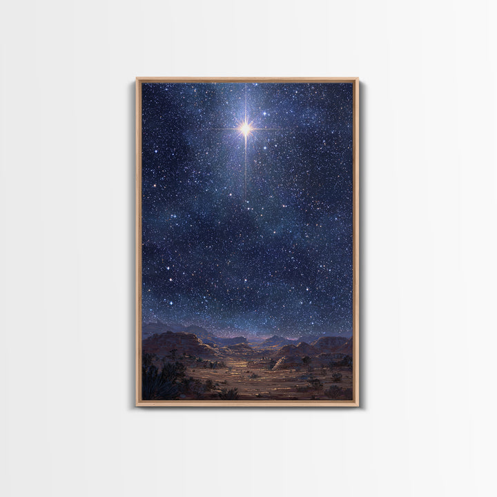Star Of The Night | Framed Canvas Print | Christmas Wall Art | Christian Art Canvas | Christian Christmas Art | Moody Christmas Art | Chris