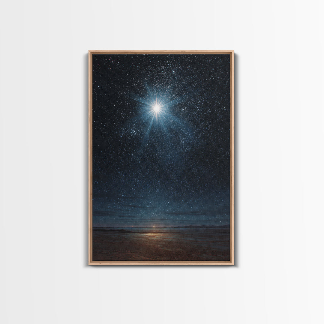 Holy Radiant Star – Framed Canvas Print – Christian Art Canvas – Christmas Wall Art – Christian Christmas Art – Modern Christian Art – Chri
