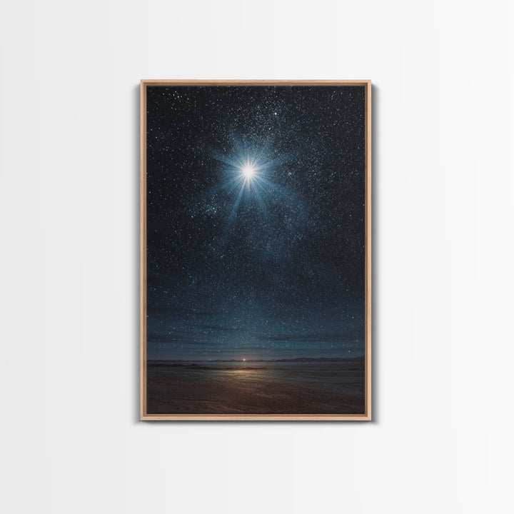 Holy Radiant Star – Framed Canvas Print – Christian Art Canvas – Christmas Wall Art – Christian Christmas Art – Modern Christian Art – Chri