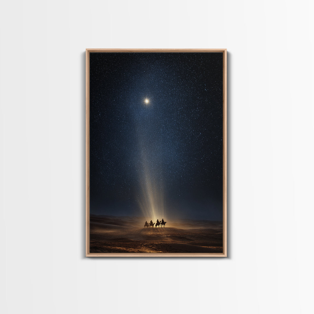 Wisemen Night Journey, Framed Canvas Print, Christian Christmas Art, Christmas Wall Art, Christian Art Canvas, Modern Christian Art, Christ