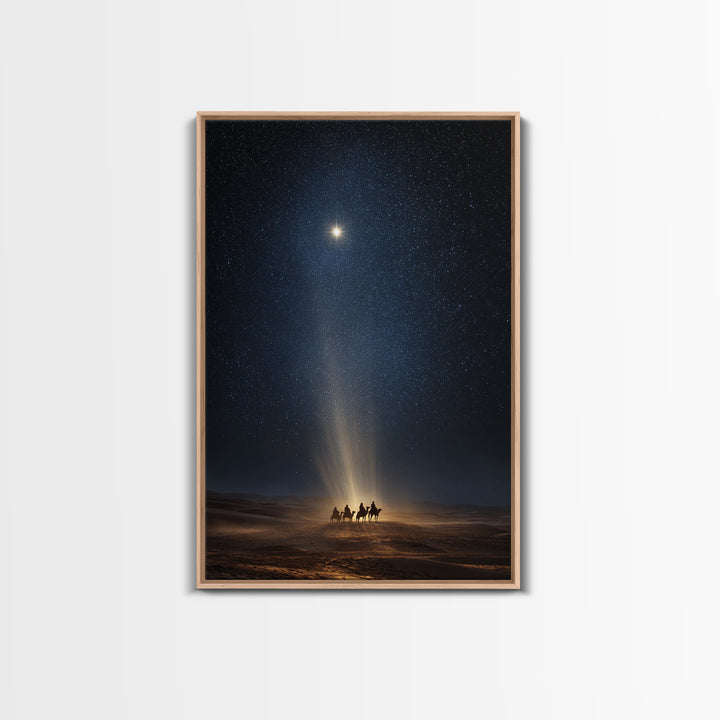Wisemen Night Journey, Framed Canvas Print, Christian Christmas Art, Christmas Wall Art, Christian Art Canvas, Modern Christian Art, Christ