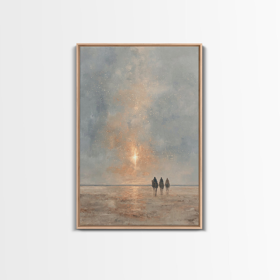 The Guiding Star – Framed Canvas Print – Christian Wall Art – Christmas Art – Christian Christmas Art – Christian Art Canvas – Jesus Painti