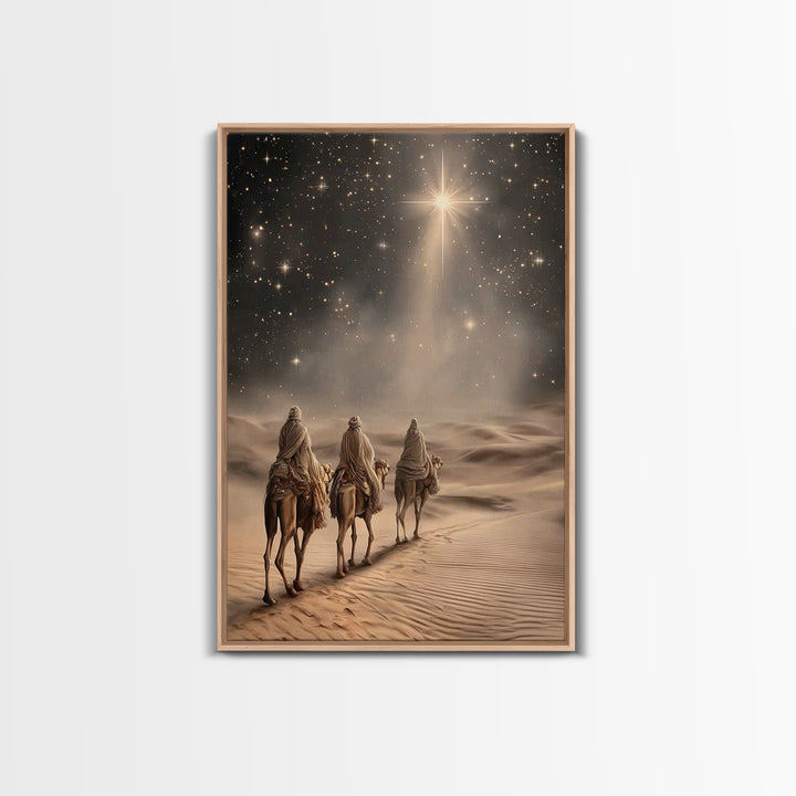 Night Wanderers | Framed Canvas Print | Christmas Wall Art | Christian Art Canvas | Christian Christmas Art | Christian Art | Jesus Paintin