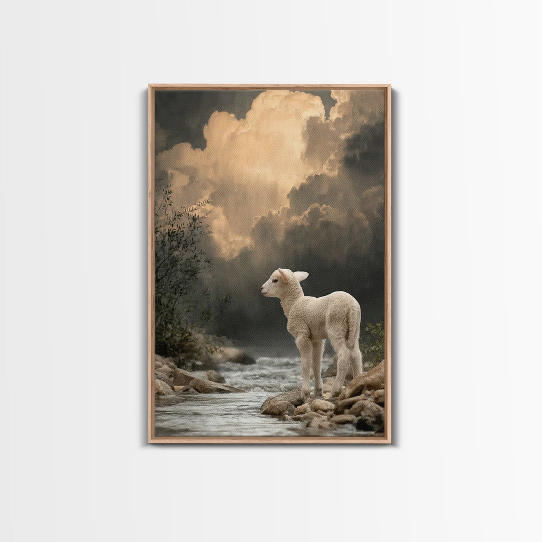 Peaceful Shepherd Scene | Framed Canvas Print | Christian Art | Christian Wall Art | Christian Christmas Art | Christian Art Canvas | Jesus