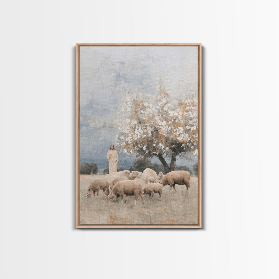 Hillside Blossoms Peace | Framed Canvas Print | Christian Wall Art | Jesus Painting | Christian Art Canvas | Christian Christmas Art