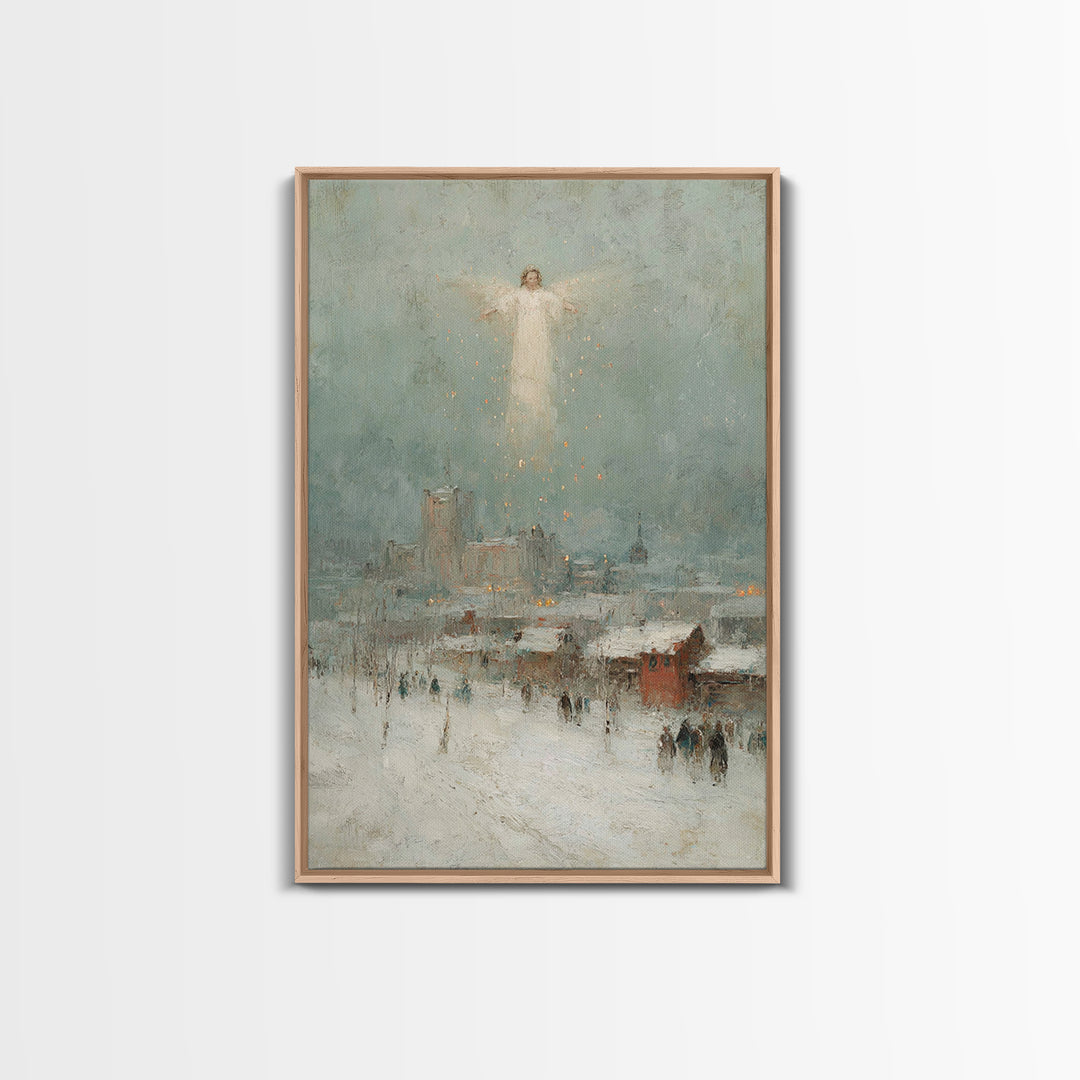 City Of Angels – Framed Canvas Print – Christian Wall Art – Christian Art Canvas – Christian Christmas Art – Christmas Art – Modern Christi