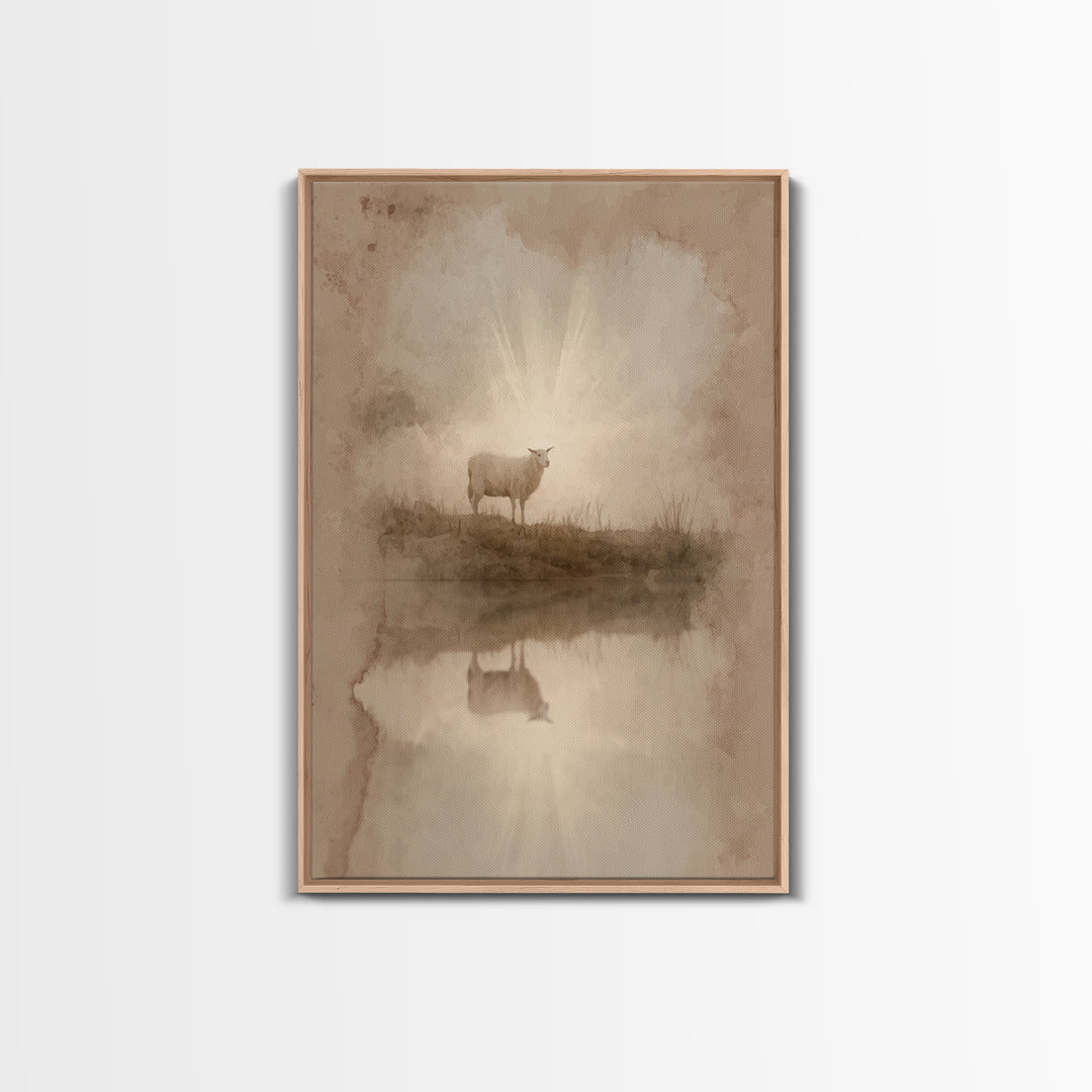 Lamb Of Morning Light – Framed Canvas Print – Christian Art Canvas – Christian Wall Art – Christian Gift Ideas – Christian Art – Jesus Pain