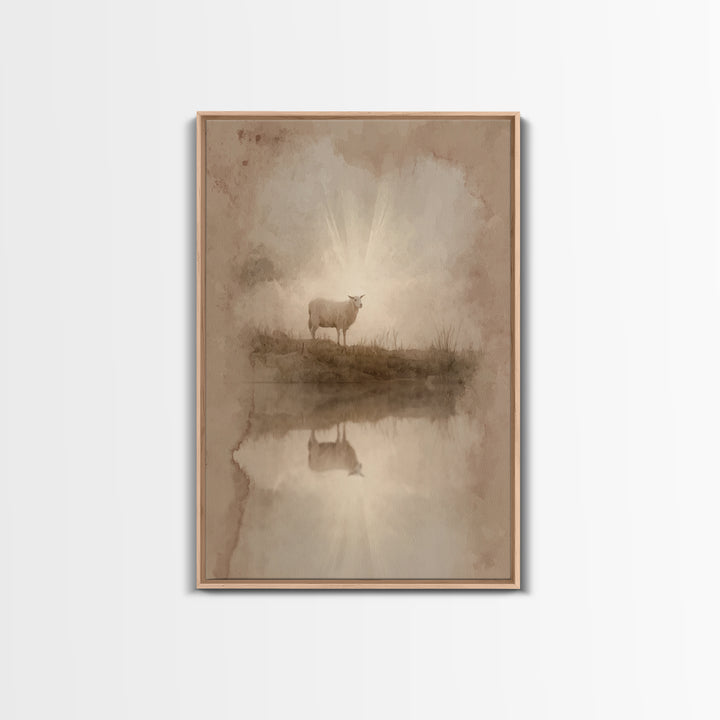 Lamb Of Morning Light – Framed Canvas Print – Christian Art Canvas – Christian Wall Art – Christian Gift Ideas – Christian Art – Jesus Pain