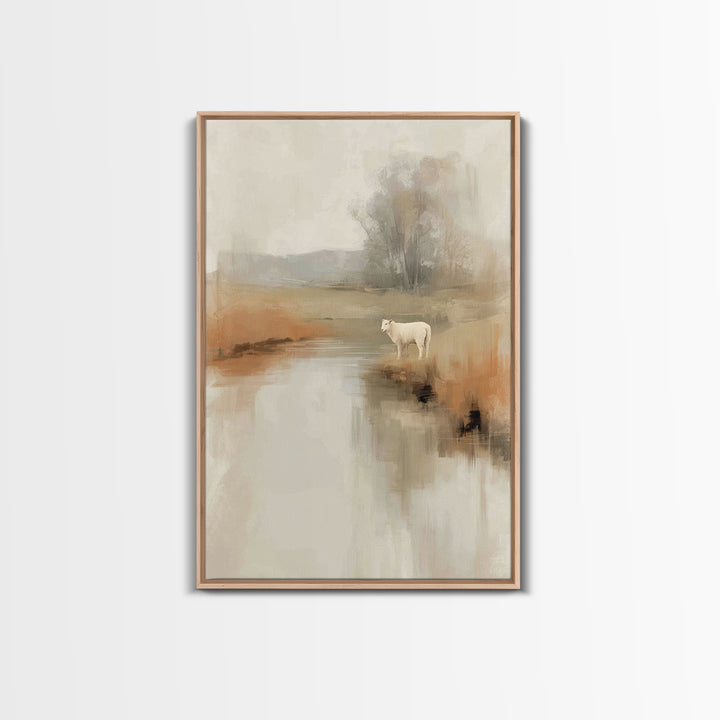 Gentle Pasture Light, Framed Canvas Print, Christian Art Canvas, Christian Wall Art, Christian Painting, Christmas Art, Christian Decor