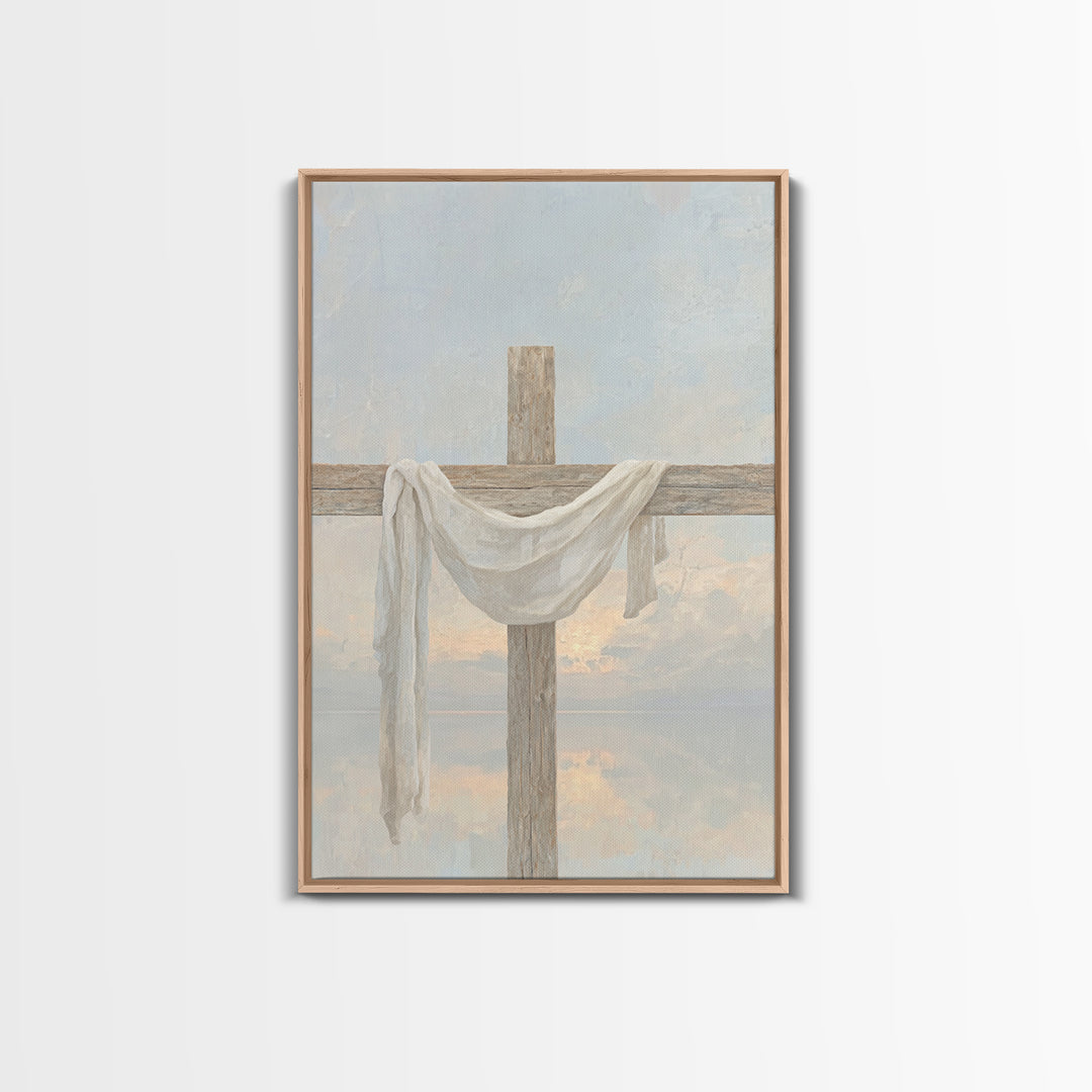Cross of Renewal, Framed Canvas Print, Christian Wall Art, Christian Art Canvas, Christian Painting, Christian Christmas Art