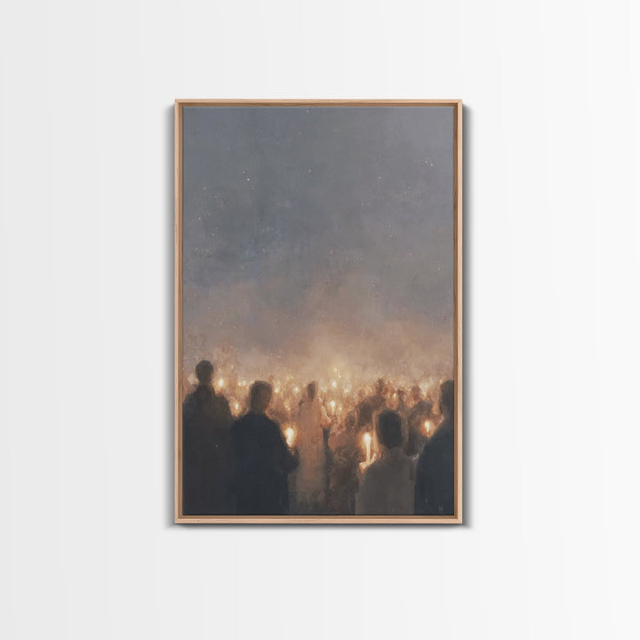 Midnight Vigil – Framed Canvas Print – Christian Wall Art – Christian Art Canvas – Christian Christmas Art – Jesus Painting – Vintage Chris