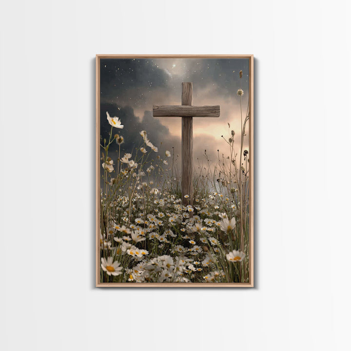 Nightfall Mercy – Framed Canvas Print – Christian Wall Art – Christian Art Canvas – Christian Painting – Christian Christmas Art