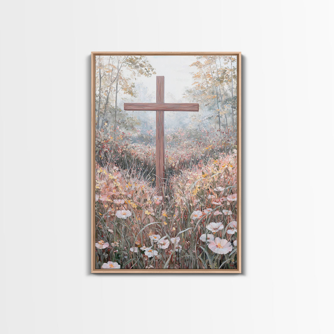 Blooming Redemption – Framed Canvas Print – Christian Art Canvas – Christian Wall Art – Christian Painting – Christian Christmas Art