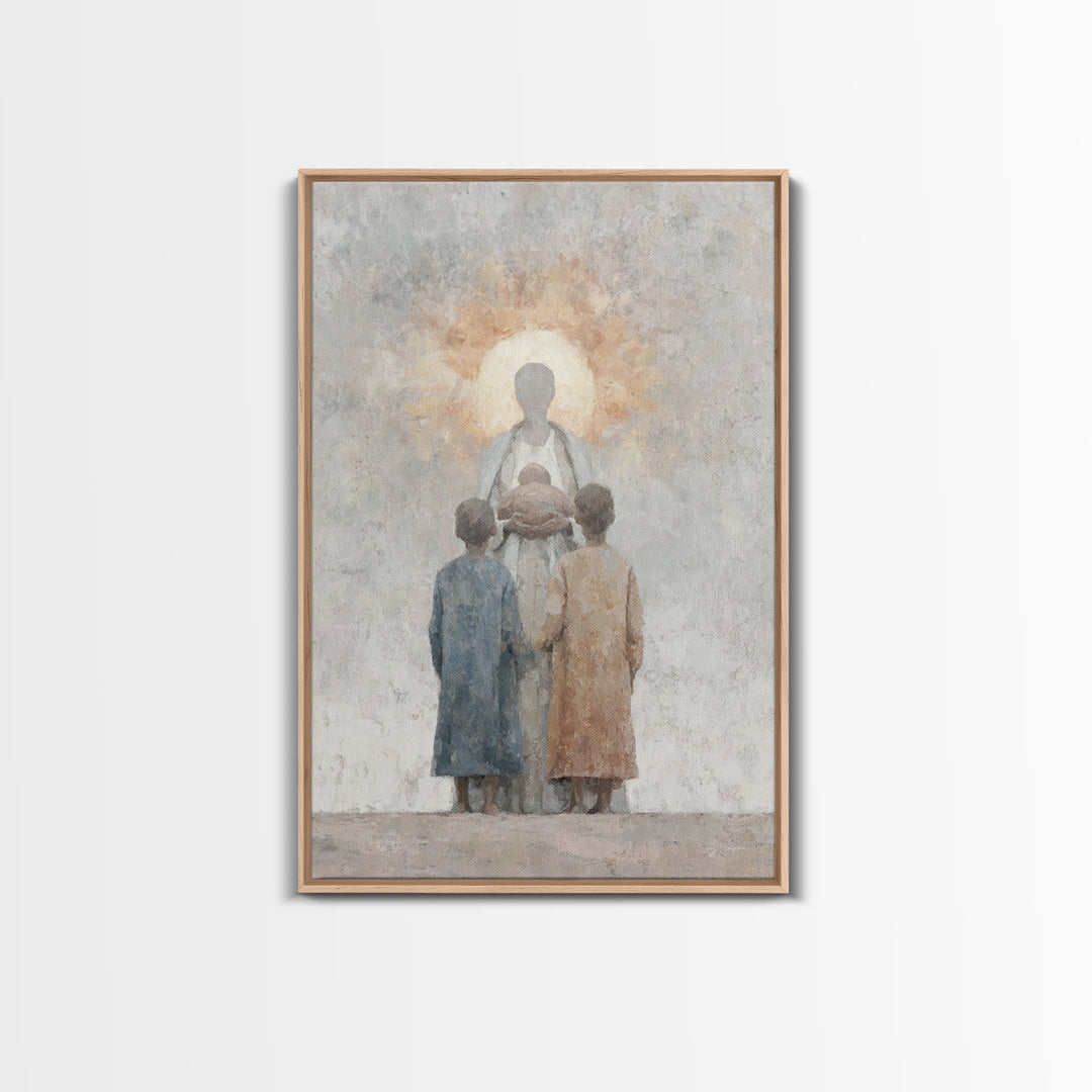 Holy Embrace, Framed Canvas Print, Christian Art Canvas, Christian Wall Art, Christian Art Work, Christian Christmas Art