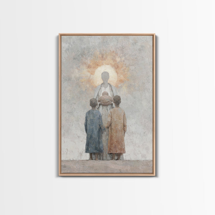 Holy Embrace, Framed Canvas Print, Christian Art Canvas, Christian Wall Art, Christian Art Work, Christian Christmas Art