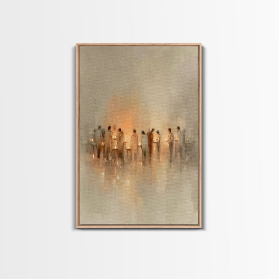 Gentle Candle Circle | Framed Canvas Print | Christian Art | Christian Art Canvas | Minimalist Christian Art | Christian Wall Art | Christm