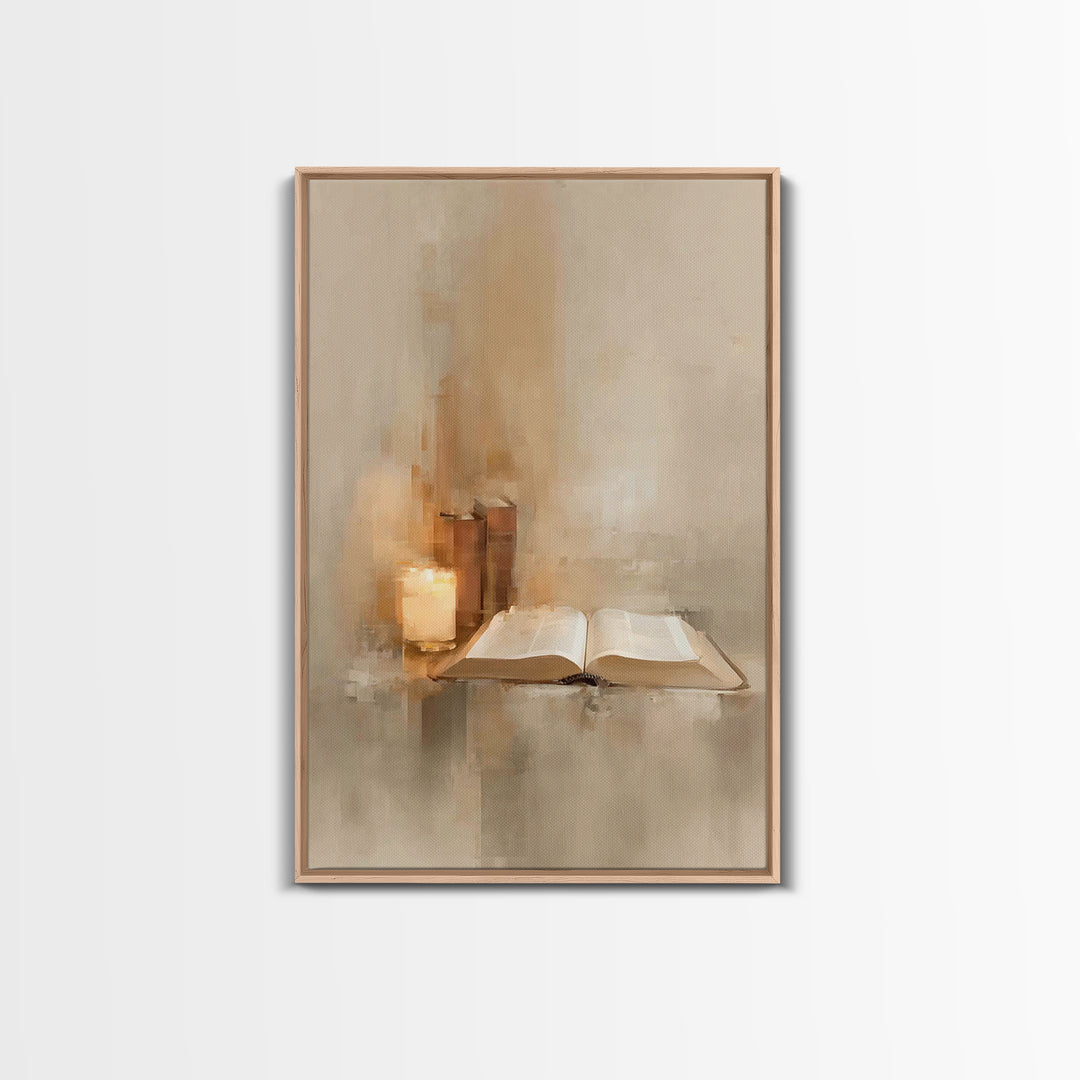 Sacred Reading Light – Framed Canvas Print – Christian Wall Art – Christian Art Canvas – Vintage Christian Art – Christian Painting – Chris