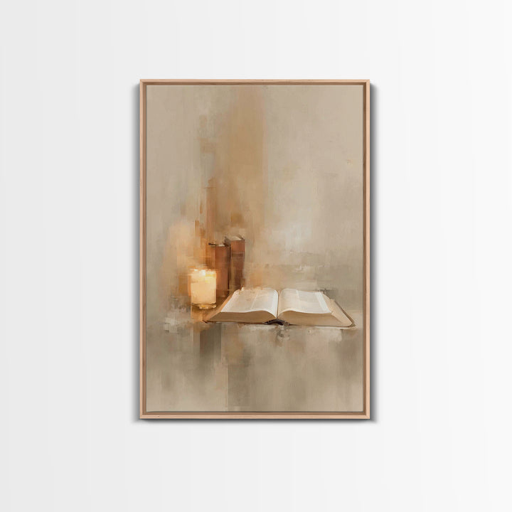 Sacred Reading Light – Framed Canvas Print – Christian Wall Art – Christian Art Canvas – Vintage Christian Art – Christian Painting – Chris