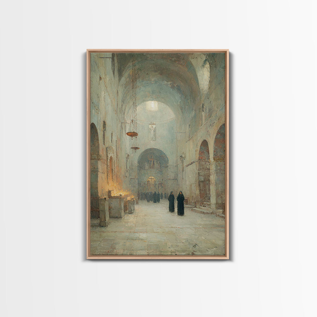 Hallowed Sanctuary Stillness – Framed Canvas Print – Christian Wall Art – Christian Art Print – Vintage Christian Art – Christian Art Canva