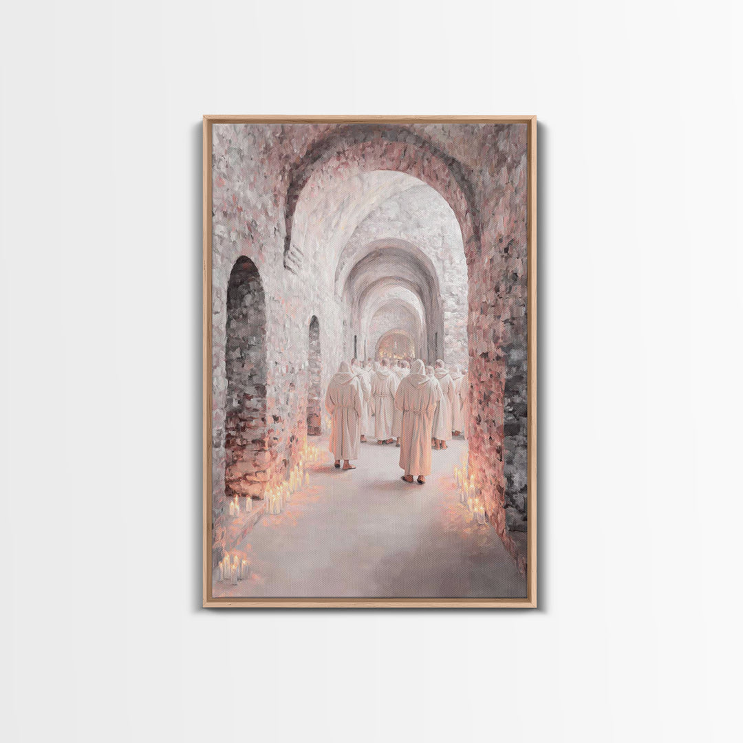 White-Robed Procession – Framed Canvas Print – Christian Art Canvas – Christian Wall Art – Christian Christmas Art – Christmas Art Prints –