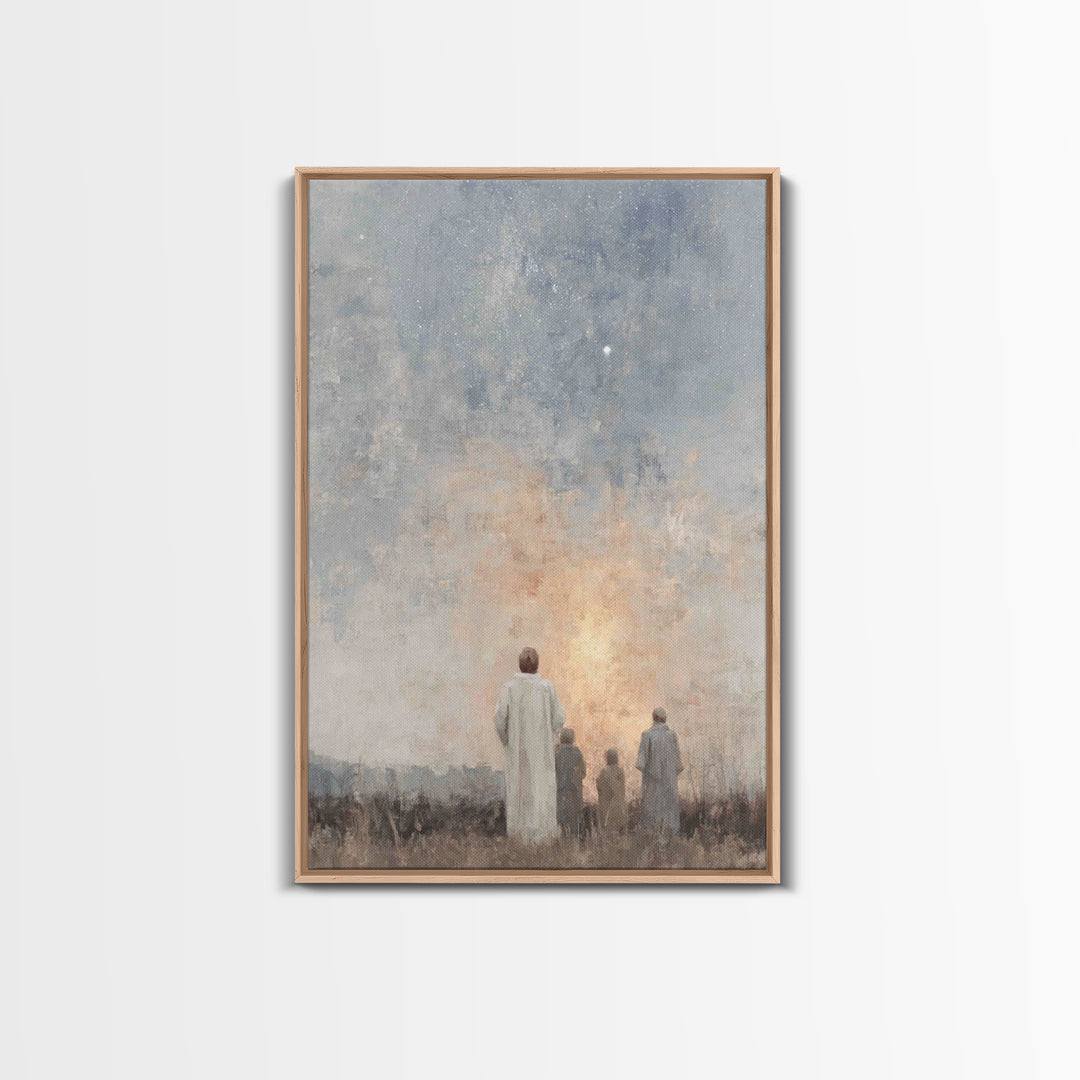Skyward Wonder – Framed Canvas Print – Christmas Art Prints – Christian Wall Art – Christian Art Canvas – Christian Christmas Art – Vintage