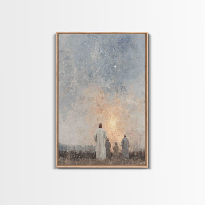 Skyward Wonder – Framed Canvas Print – Christmas Art Prints – Christian Wall Art – Christian Art Canvas – Christian Christmas Art – Vintage
