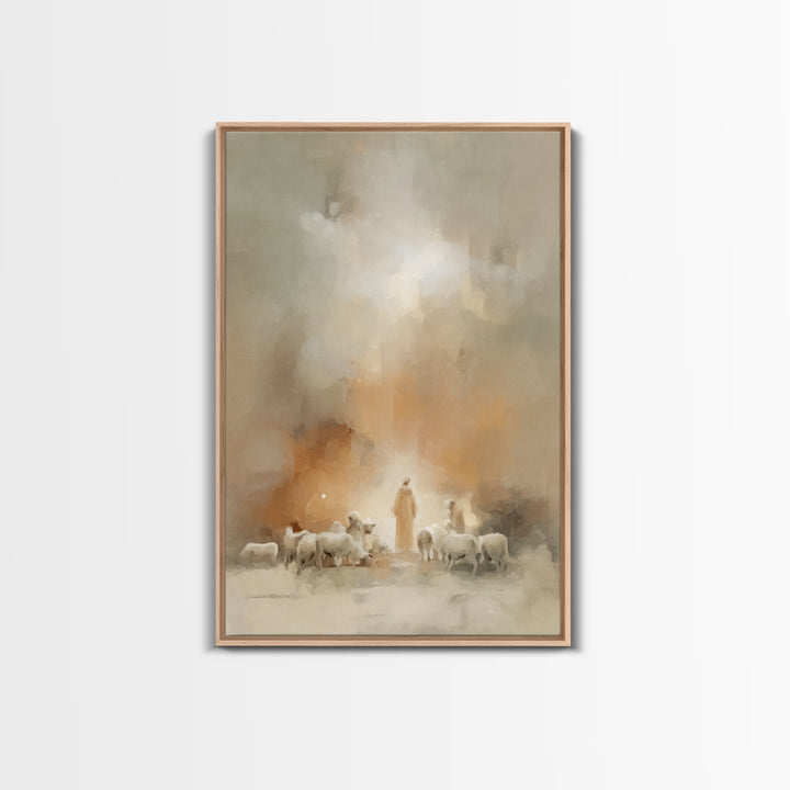 Shepherds Of Light | Framed Canvas Print | Christian Wall Art | Christian Art Canvas | Christian Christmas Art | Christmas Art Work | Chris