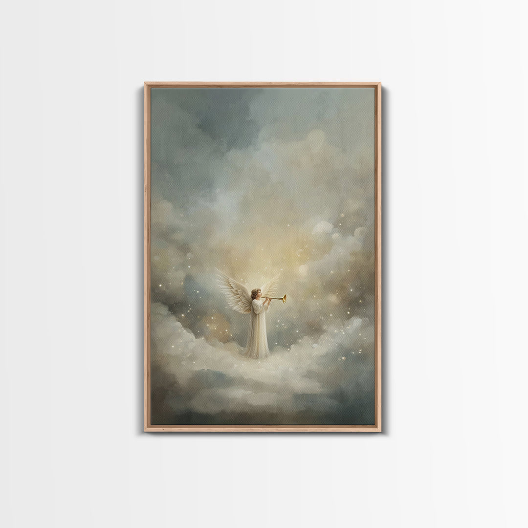 Herald Of Heaven, Framed Canvas Print, Christian Art Canvas, Christian Wall Art, Angel Art, Christmas Wall Art, Christian Christmas Art